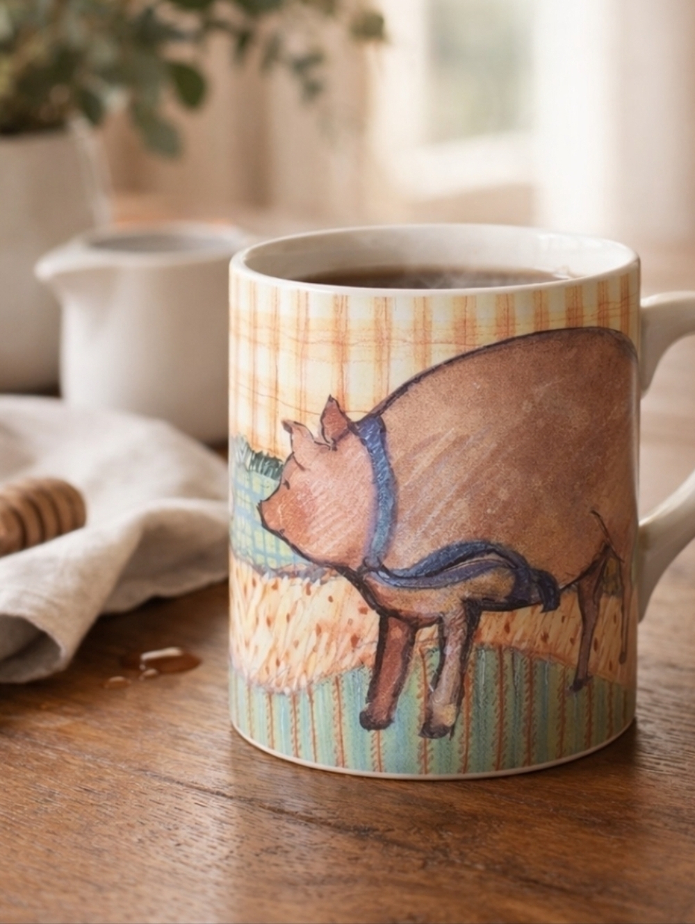 Susan Winget Homestead Pig Mug Certified International Farmhouse Country Kitchen